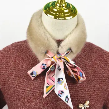 

2019 Wild Autumn And Winter New Mink Fur Scarf Whole Mane Collar Female Korean Version Of The Solid Color Narrow Ribbon