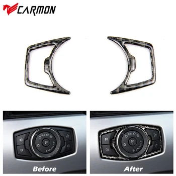 

Carmon For Ford Mustang Carbon Fiber Headlight Switch Cover Trim Sticker Car Styling 2015-2019 Interior Accessories