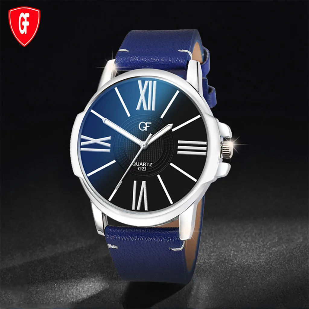 Часы мужские спортивные из нержавеющей стали с кожаным ремешком кварцевые