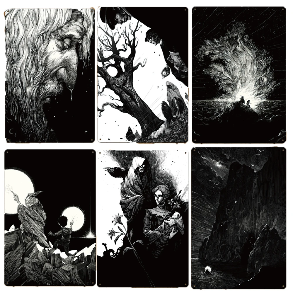 Хэллоуин вечерние металлические оловянные знаки постер ужас сумасшедшая ведьма