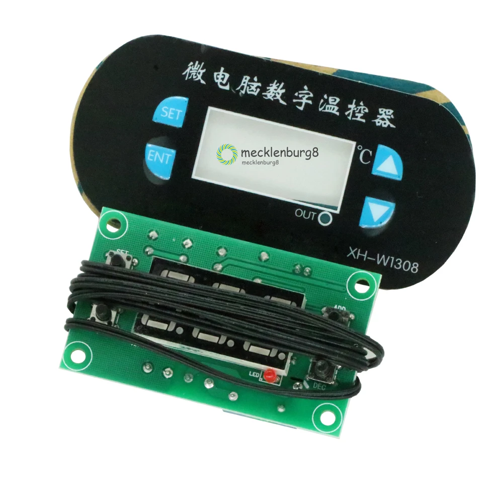 

W1308 AC / DC 12V Digital Thermostat Temperature Alarm Controller Sensor Meter Blue LED