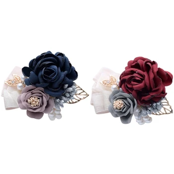 

Wrist Flower Brooch Bridesmaid Wrist Flower Sisters Group Hand Flower Annual Meeting Dance Bracelet Party Hand Flower Decor 2 Pc