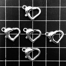 50Pcs Silver Plated Heart Shape Fermoir Lobster Clasps Jewelry Findings 14x10mm Jewelry Findings 50Pcs Silver Plated Heart Shape Fermoir Lobster Clasps Jewelry Findings 14x10mm Jewelry Findings
