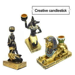 Ancient Egyptian Statues Ornaments Branches Incense Candlestick Crafts Anubis God Cat Goddess Sphinx Decorations