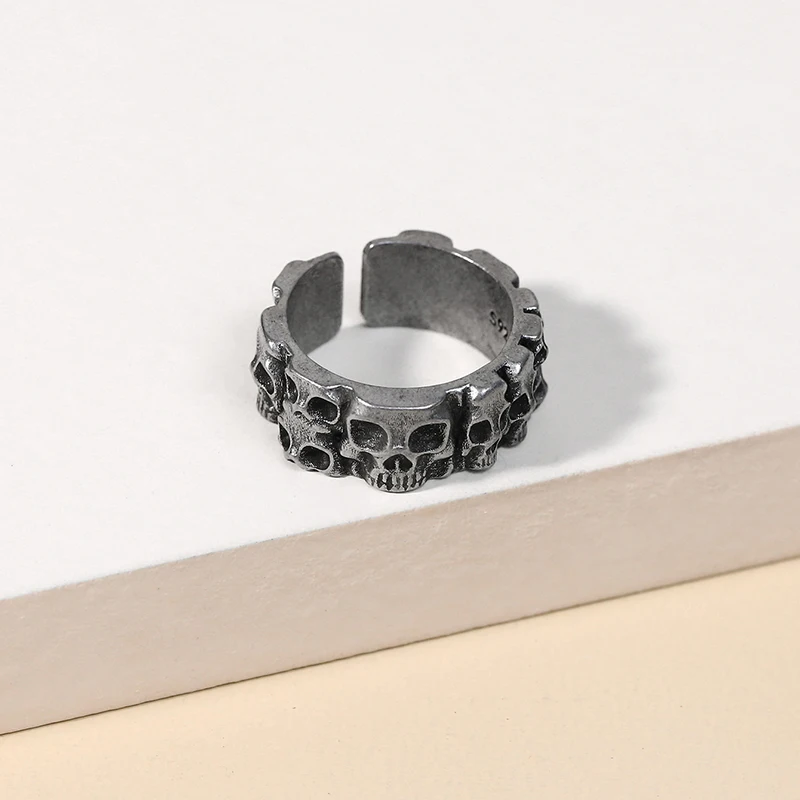 Vintage Hell Demon Skull Male Ring Metallic Black Hip Hop Rock Party Accessories For Men And Women Opening Adjustment | Украшения и