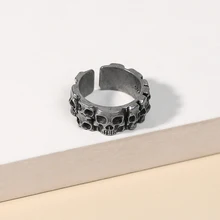 

Vintage Hell Demon Skull Male Ring Metallic Black Hip Hop Rock Party Accessories For Men And Women Opening Adjustment Skull Ring