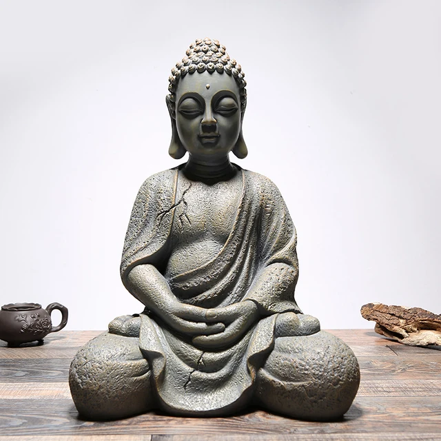 Goodeco statua di Buddha decorazioni per la casa decorazioni per la casa  statuetta di peace giardino Zen decorazioni per esterni scultura di Buddha  con ornamenti da cortile collana - AliExpress