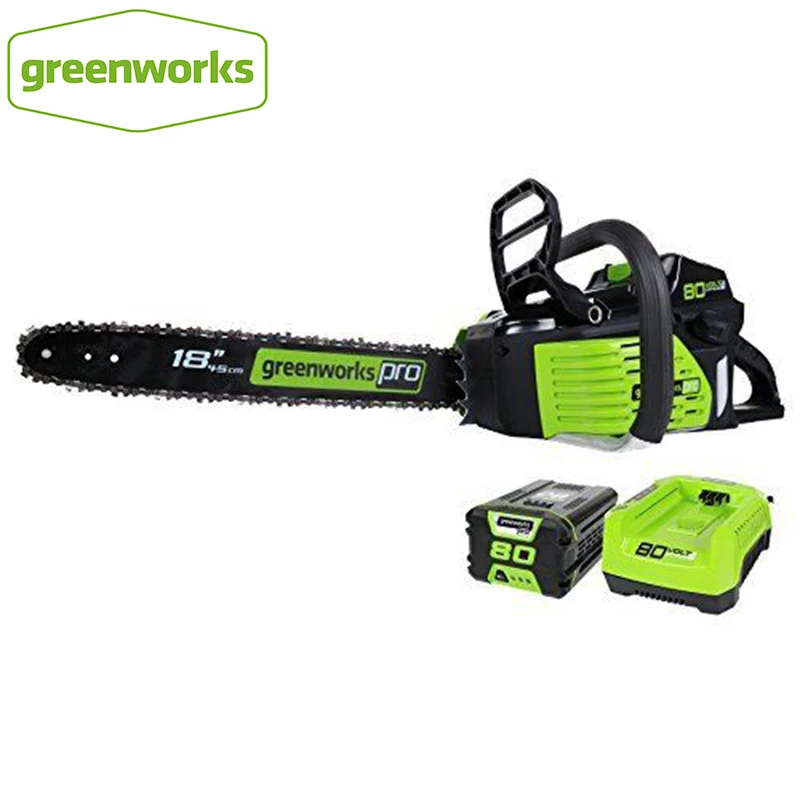 Gasoline power chain saw GreenWorks Pro GCS80420 80V 18-Inch Cordless Chainsaw 4Ah Li-Ion Battery and Charger Included