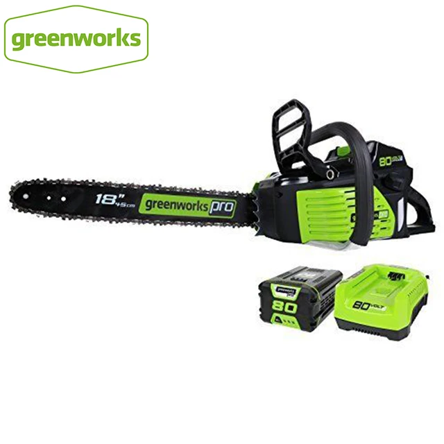 Gasoline Power Chain Saw GreenWorks Pro GCS80420 80V 18-Inch Cordless Chainsaw