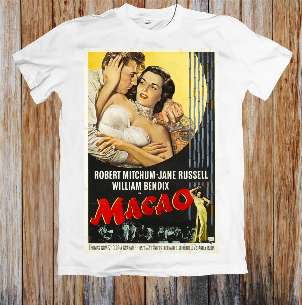 Макао 1950 х в стиле старых плакатов с героями мультфильмов унисекс футболка