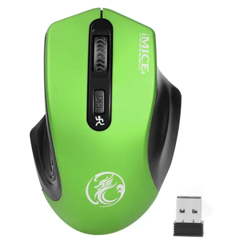 IMice E-1800 беспроводная мышь 2000 dpi Регулируемый USB 3,0 приемник оптическая компьютерная мышь 2,4 ГГц эргономичная мышь для ноутбука ПК мышь - Цвет: Зеленый