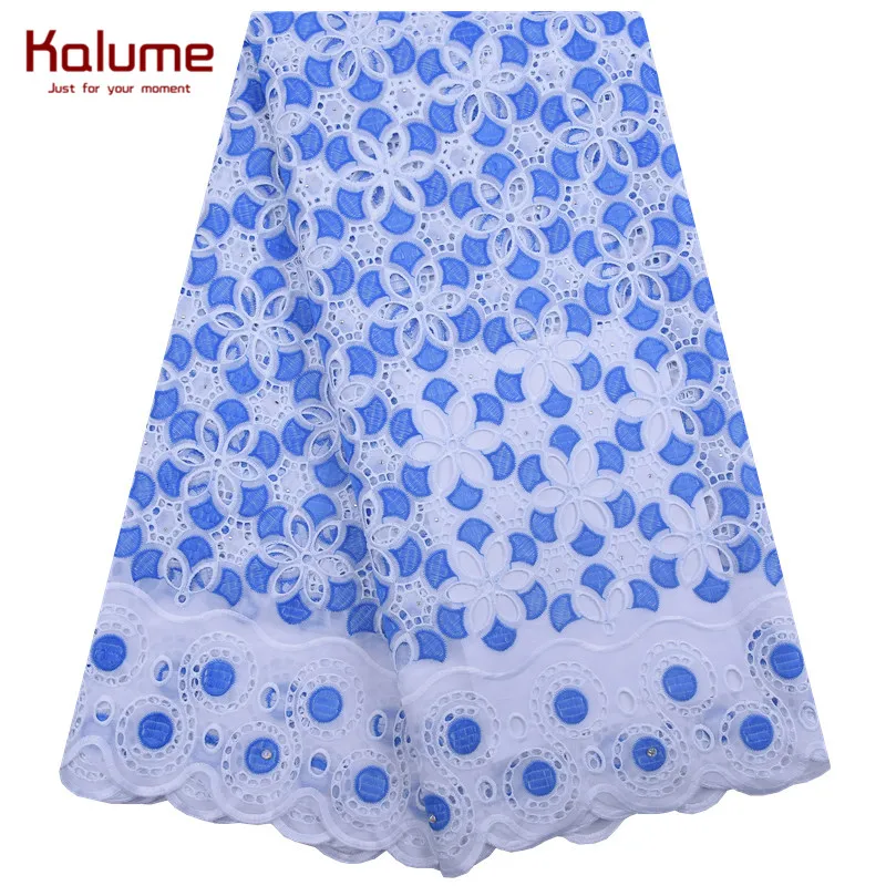 

Kalume African Cotton Lace Fabric High Quality Lace Nigerian Lace Embroidery Sky Blue Swiss Voile Lace In Switzerland 1843