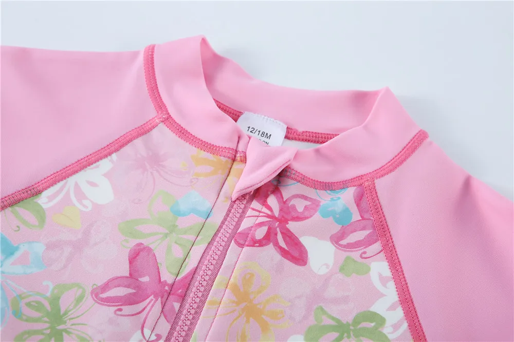 Wishere Swimming Clothing One-piece Swimsuit With Cap UPF50+ Baby Swimwear Kids Beachwear Sunsuit