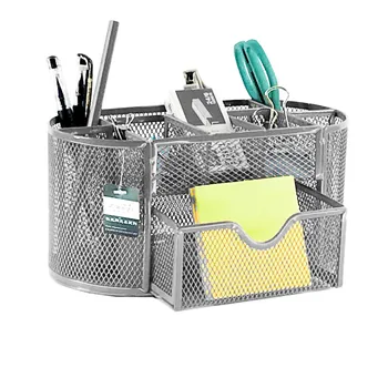 

Office Organizer Storage 9 Cell Metal Desk Mesh Desktop Pencil Pen Sundries Badge Holder Box Stationery Office School Supplies