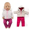 2Pcs in 1,  Winter Doll Clothes Suit Fit 43cm  Baby Doll Doll Warm Jackets+Pants and Doll accessories Children best Gift 5