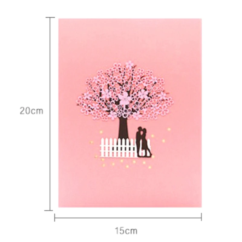  3D Pop UP Cards Flowers Birthday Card Anniversary Gifts Postcard Cherry Tree Wedding Invitations Gr - 4000463540207