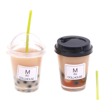 

Hot Mini Milkshake Ijs Citroen Melk Fruit Thee Water Cup Aardbei Banaan Miniatuur Poppenhuis Accessoires Cups Keuken Speelgoed