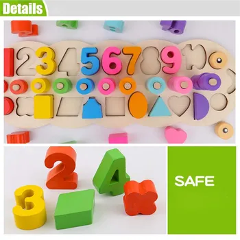 

Children's Puzzles Toys Wooden Puzzles Log Board Digital Math Rainbow Donut Wooden Jigsaw Puzzle Toy Three-in-one Toys