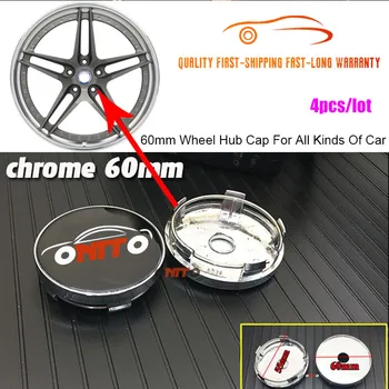 

4PCS/LOT Car Styling 60mm 2.36inch Wheel Rim Center Cap Covers Wheel Hub Cap Badge Auto Accessory PVC Chrome base