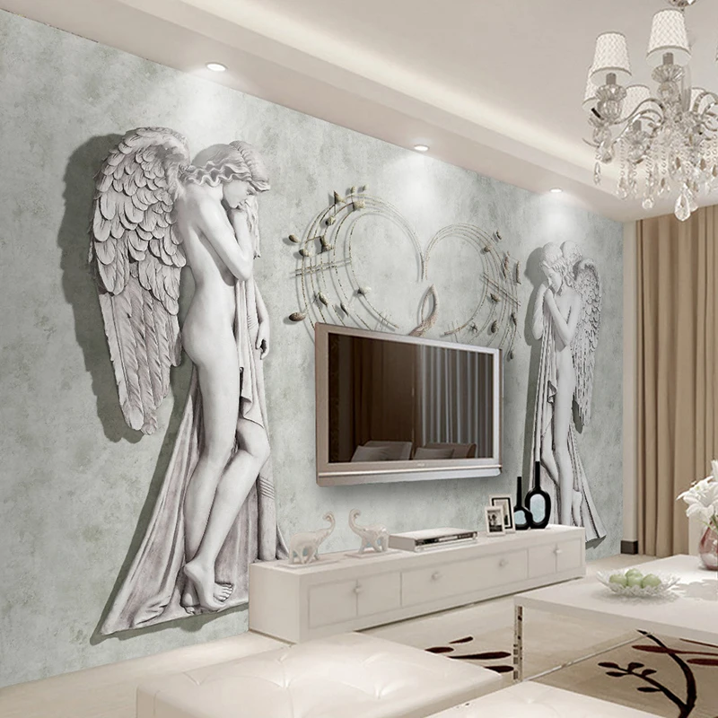 

Drop Shipping Custom 3D Photo Wallpaper European Angel Art Wall Painting Wall Covering Modern TV Background Mural Decor