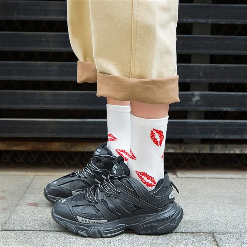 Горячая Распродажа, повседневные эластичные модные милые носки для губ для девушек, женские новые носки, популярные женские носки для женщин, Meias