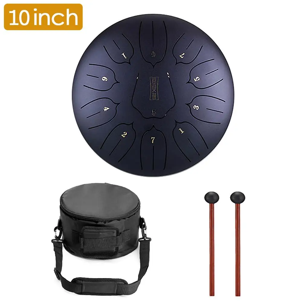01 10 дюймов стальной язык барабана Handpan ручные барабаны Major 11 Notes Tankdrum с сумкой - Цвет: 01