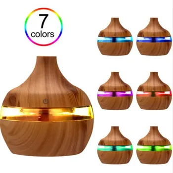 

Electric Humidifier Essential Aroma Oil Diffuser Ultrasonic Wood Grain Air Humidifier USB Mini Mist Maker LED Light For