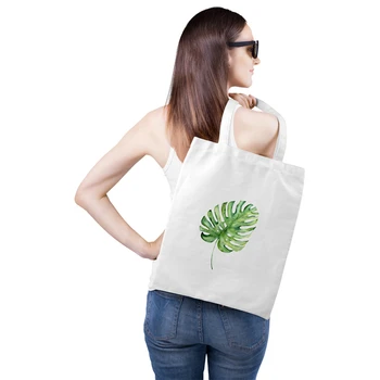 

Totes Large Capacity Grocery Shopping Bag Bolsas Leaf Tote Bag Beach Canvas Shoulder Bags Ladies Handbags
