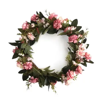 

Artificial Flowers Camellia Wreath Spring Wreath Outdoor for Front Door 67JB