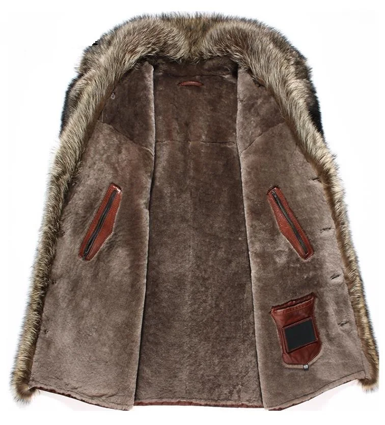 BATMO new arrival winter natrual sheepskin leather jackets men,men's raccoon fur collar& wool liner coat men N4061