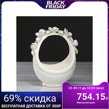 

Candy bowl "Basket", flowers, colored modeling, golden painting, 22.5 cm 4912363