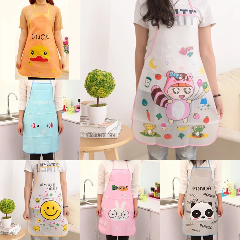 PVC Transparent Cartoon Apron Adult Bibs Home Cooking Baking Restaurant Kichen Aprons For Women Men Cleaning Aprons kids apron