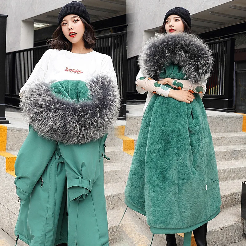 

2019 New Style Pike Cotton Coat Women's Lambswool Inner Wearing Deconstructable Mid-length over-the-Knee Cotton-padded Jacket Wi