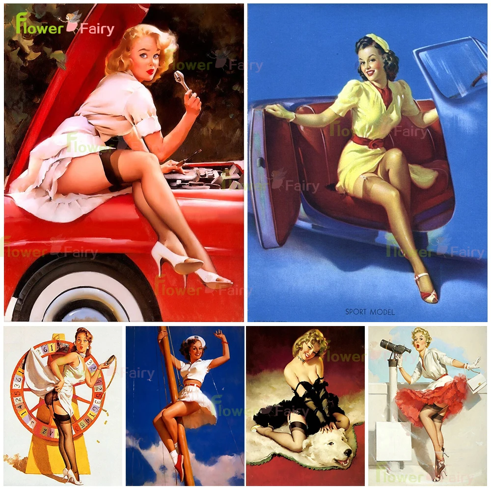 

Retro Figure Fashion Wall Art Canvas Painting Poster And Print Candy Girl Wall Pictures For Bar Restaurant Hotel Decor Unframed