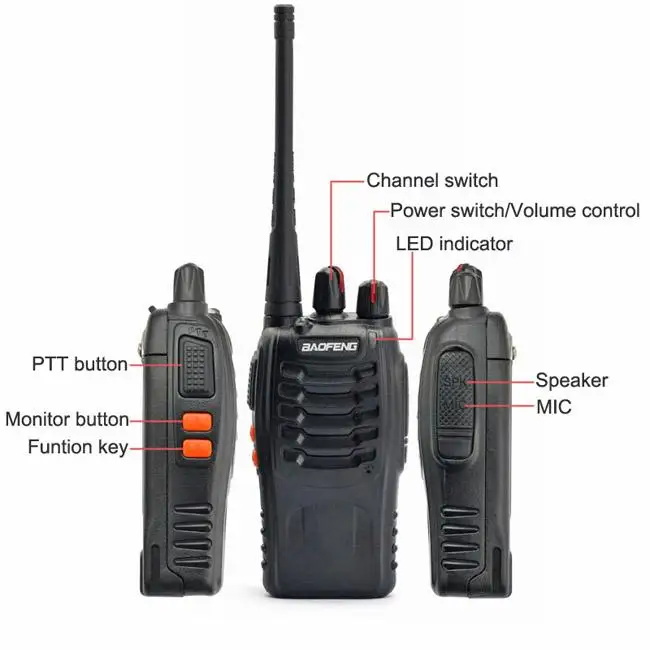 2Pcs/Lot Baofeng BF-888S Walkie Talkie Two-way Radio Set BF 888s UHF 400-470MHz 16CH Walkie-talkie Radios Transceiver 5