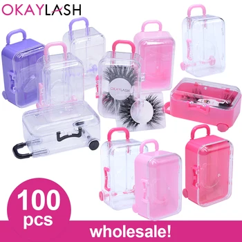 

OKAYLASH Wholesale Unique Clear Ice Cream Travelling Suitcase Eyelash Packaging Case Lollipop Candy Colored Lash Box Bulk