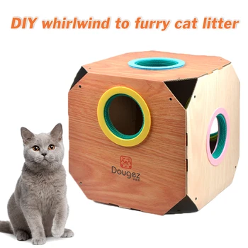 

DIY Cat Scratching Box Pet Toy Claw Scratching Board Carboard Hair Removal Cat Hiding Box Bed Pet House Corrugated Box