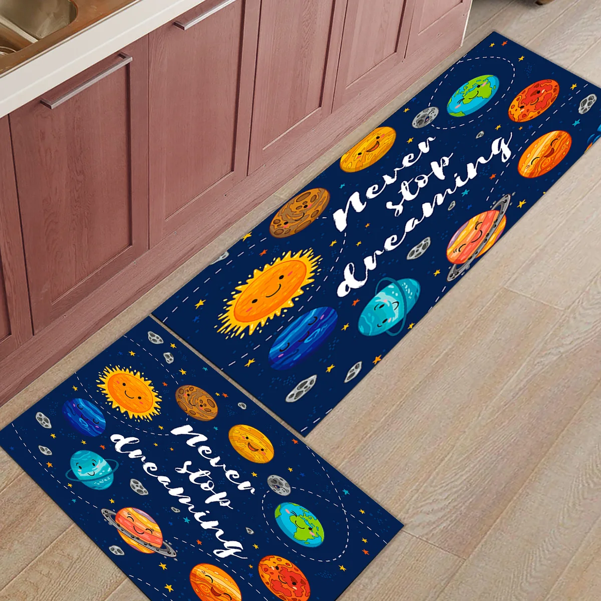 2 шт. Коврики для кухни с рисунком из мультфильма "Планета" коврики для входа в ванную комнату, коврики для двери в гостиную, домашний декор