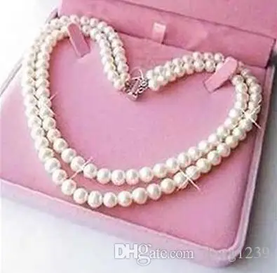 Exquisite 2 rows 6-7mm white fresh water culture akoya pearl necklace 18-19 &quot | Украшения и аксессуары