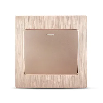 

Switch socket champagne brushed purple panel single open wall gold on a multi-control switch