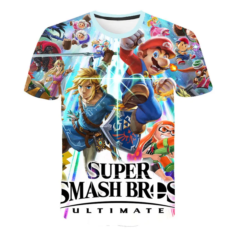 Последние классические игры в стиле Харадзюку, футболка с Супер Марио для мальчиков и девочек, футболка с 3D принтом «Super Smash Bros», футболка в стиле хип-хоп, уличная одежда