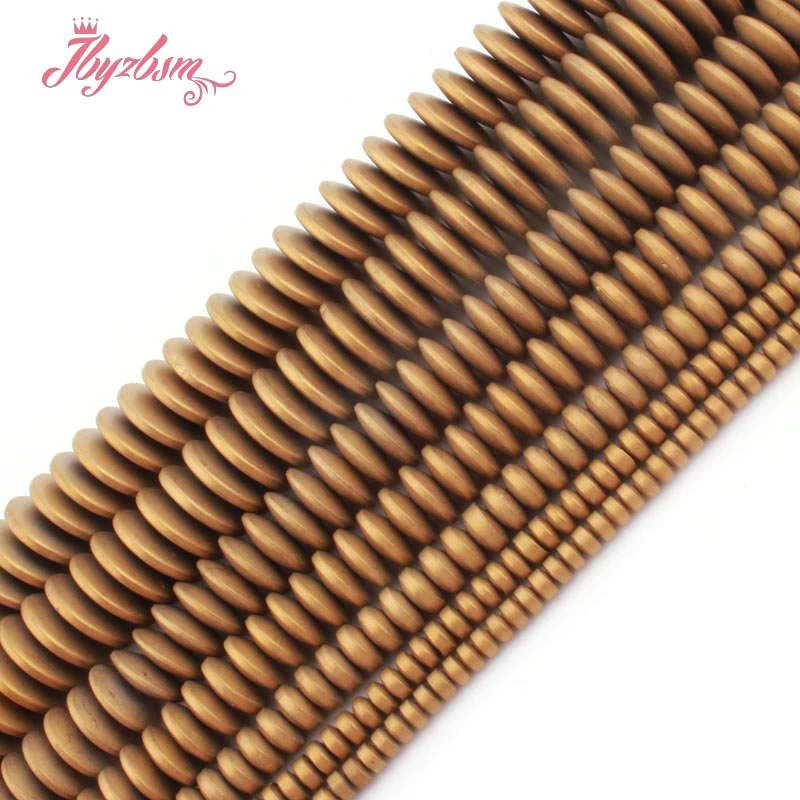 

2x3,3x8,3x12mm Frost Rondelle Gold Hematite Stone Beads for Jewelry Making DIY Accessories Craft Handmade Necklace Bracelet 15"
