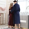 Peignoir Long en molleton pour hommes, peignoir de bain à carreaux grande taille, peignoir chaud en flanelle, Kimono, vêtements de nuit, 40 à 130KG ► Photo 2/6