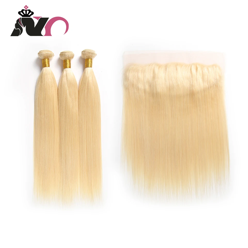 

NY Hair 613 Ombre 3 Bundles With 13*4 Frontal Ear to ear Malaysia Straight Frontal Blonde 100% Human Hair Lace Closure