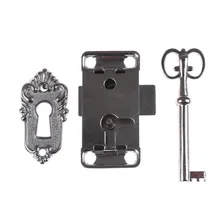 1 Juego de cerradura de hierro de estilo antiguo portátil duradero + llave para cajón armario empotrado accesorios de puerta