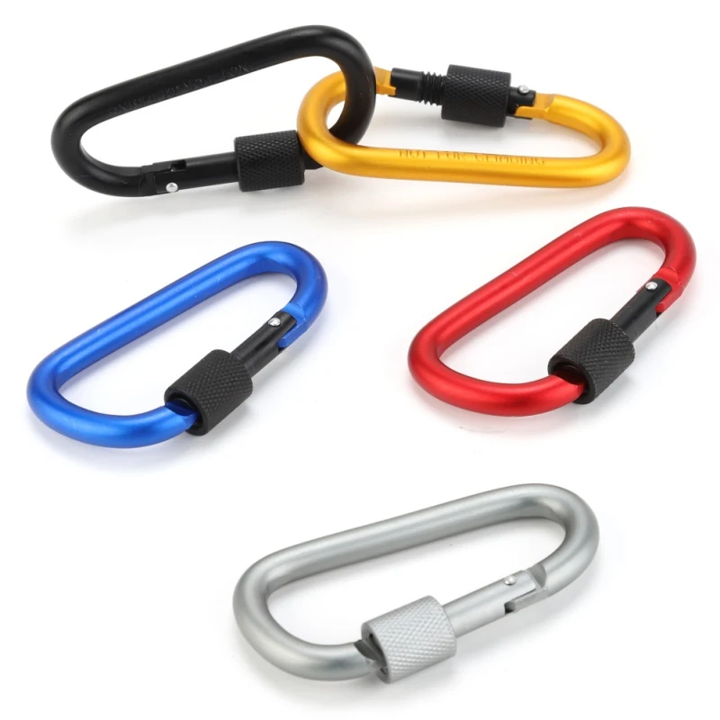 Outdoor D-Ring Aluminum Screw Locking Carabiner Hook Clip Keychain Tool