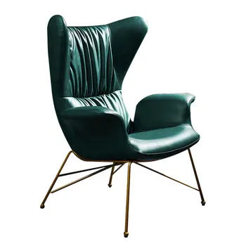 

Nordic Leisure Chair, Living Room, Balcony, Iron Art, Single Leather Sofa, Light Luxury, Creativity, Lazy Princess, High Back, S