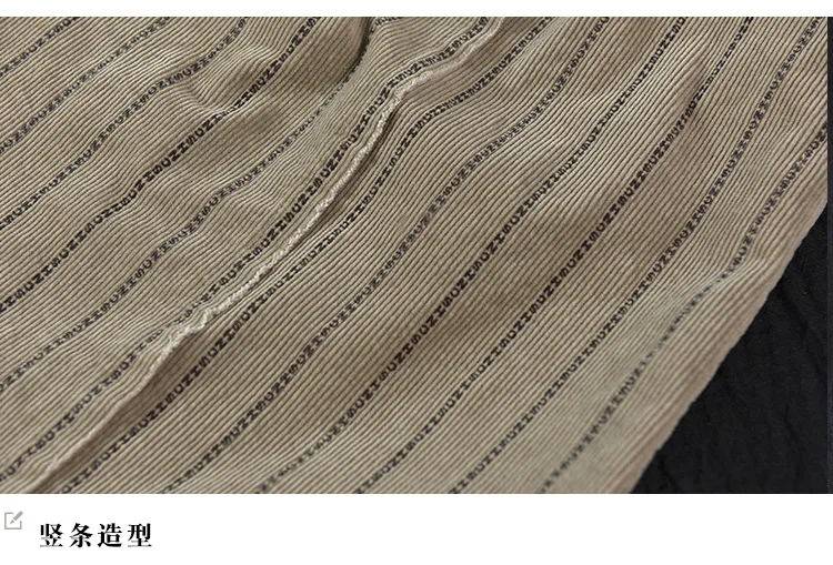 Осенняя юбка Женская мода Тонкий Тип юбка Вельветовая женский эластичный пояс карман Полосатый Сплит вилка повседневная юбка