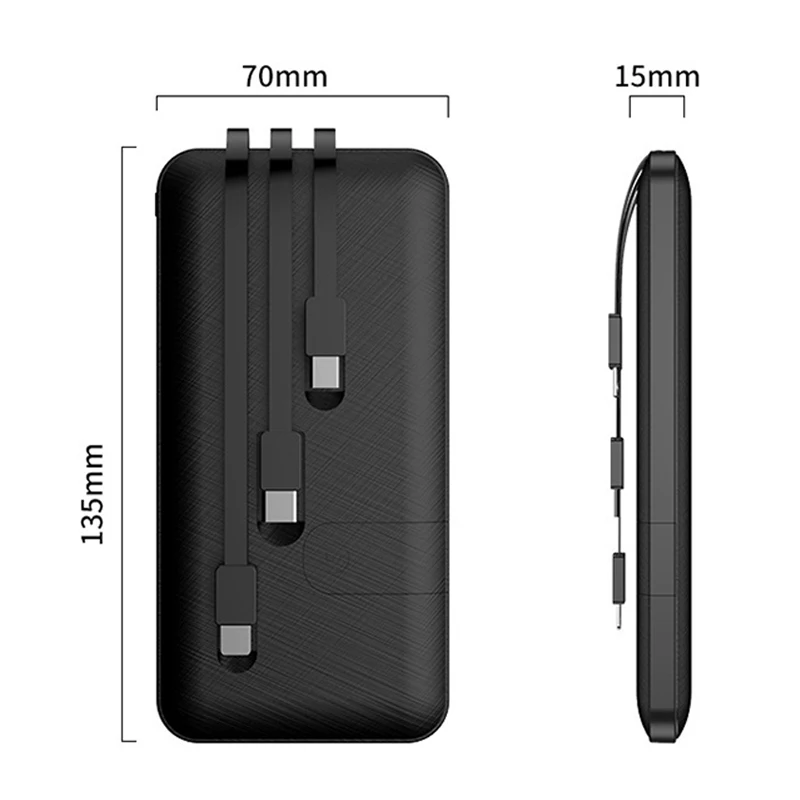 portable phone charger Portable Battery Pack 50000mAh With Mobile Phone Holder, Watch Movies, Fast Charging, External Battery, Built-in Charging Cable power bank 20000mah