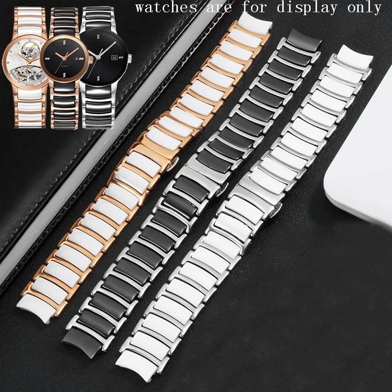 Catena Per Orologi Da Uomo E Da Donna Per Rado Centrix R30927722 Cinturino Con Fibbia A Farfalla In Ceramica Inter Fine Steel 16Mm